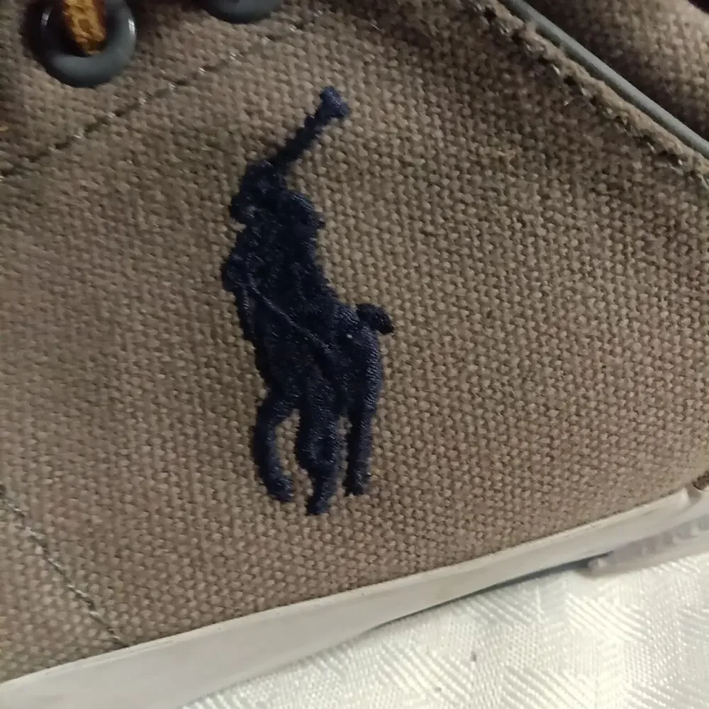 Polo Ralph Lauren Boat Shoes Brown canvas embroidered logo casual comfort shoe